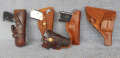 HOLSTERS #1 HEISER REMINGTON 51, #2 UNMARKED COLT MODEL M, #3 SAVAGE 1907-15-17, #4 SAVAGE 1907 FRENCH CONTRACT, #5 HEISER COLT MODEL N